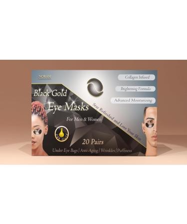 24k Black Gold Under Eye Masks - 20 Pairs | Reduce Puffiness Wrinkles & Dark Circles - Anti-Aging Skin Brightening Rejuvenation by Noram - Buy Online on GoSupps.com