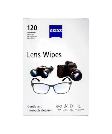 ZEISS Lens Cleaning Wipes, Pre-Moistened, Individually Wrapped Wipes for Coated Glass on Binoculars, Glasses, Sunglasses, Camera Lenses, and Scopes, 120 Count