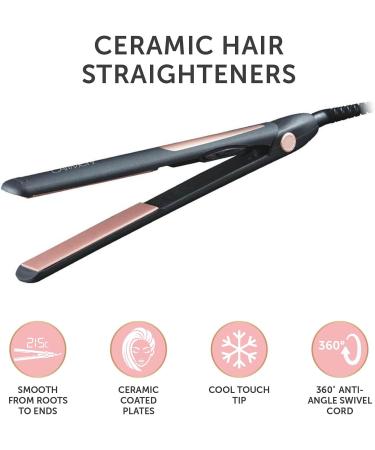 Carmen C81054 Noir Hair Straightener with Ceramic Plates and Anti Tangle 360 Swivel Cord - Black & Rose Gold - Buy Online on GoSupps.com