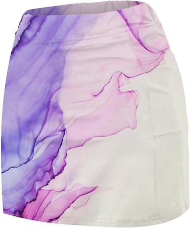 iOoppek Women's Solid Color Mid Waist Yoga Skirt with Pockets - Black & Purple 3XL | International Shipping Available - Buy Online on GoSupps.com