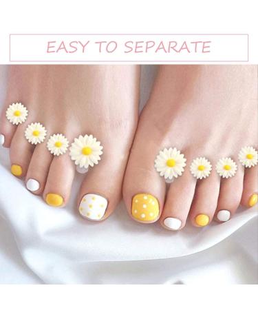 Toe Separator Set for Pedicure - 4 Pairs for Easy Nail Polish Application (White & Purple Chamomile, Water Drops, Pearls) - Buy Online on GoSupps.com