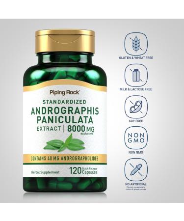 Piping Rock Andrographis Paniculata Extract | 120 Capsules | Standardized Herbal Supplement | Non-GMO Gluten Free - Buy Online on GoSupps.com
