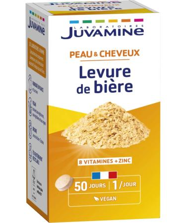 JUVAMINE - Brewer's yeast - Skin beauty hair and nails - Vitality - Vitamins B1 B2 B3 B5 B6 B8 B9 and B12 + Zinc - 50 day program - Made in France