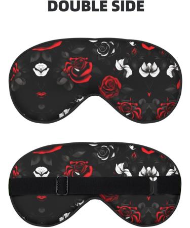 SSIMOO Black White Red Roses Eye Mask | Breathable Sleep Patch for Women | Ideal for Travel & Relaxation - Buy Online on GoSupps.com