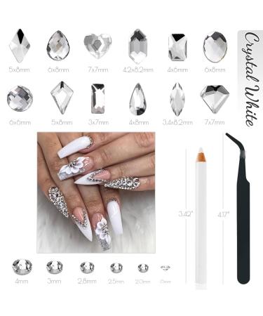 2630pcs White Crystal Clear Flatback Nail Rhinestones - DIY Nail Art Gems for Face, Eyes, Clothes & Jewelry - Buy Online on GoSupps.com