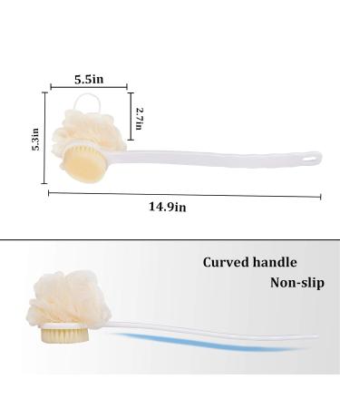 2-Pack Long Handle 2-in-1 Loofah Back Scrubber with Bristles and Sponge - Skin Exfoliating Bath Body Brush - Buy Online on GoSupps.com