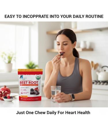 Aziz Arkani Aarkani Organic Beet Root Chewable Tablets Blood Pressure Support 60 Count Pomegranate Berry Flavor - Buy Online on GoSupps.com