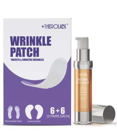 +1Herolabs Eye Care Duo: Retinol Eye Cream & Eye Patches for Wrinkles Fine Lines & Puffiness Anti-Aging Set with Niacinamide Hyaluronic Acid Peptides & Caffeine
