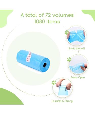 Nobleza - 1080-Count Dog Poo Bags Large Pet Waste Bags Leak-proof Unscented Pick Up Poo Bag 72 Rolls Colour Yellow Pink Blue Green Black 1 count (Pack of 1080) 5 Color - Buy Online on GoSupps.com