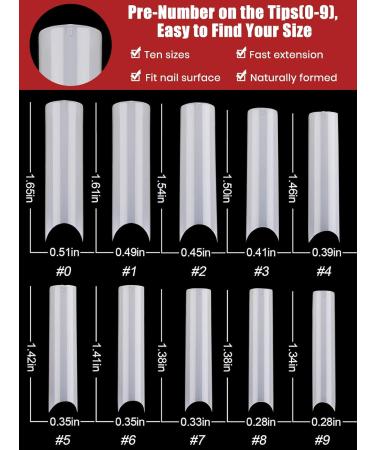 Kalolary 400 Pcs Extra Long U-Curve Acrylic Nail Tips - Natural Color Full Cover C Curve Fake Nails for Nail Art & Extensions - Buy Online on GoSupps.com