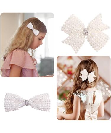 Bekecidi 4 Piece Pearl Bow Hair Clips Cloth Bowknot Hairpin In Pairs Bow Hair Barrettes Hair Styling Decoration Accessories for Girls and Women 2 Styles - Buy Online on GoSupps.com