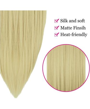 Beach Blonde Halo Hair Extension Headband 22 Inch Straight Synthetic Hair Heat Friendly Fiber - No Clip - Bleach Blonde 22Inch - Buy Online on GoSupps.com