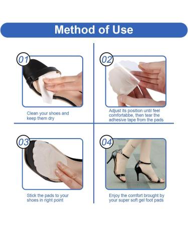 Haofy Gel Insole High Heel Forefoot Pillows - 2 Pairs Anti-Slip Silicone Cushions for Foot Pain Relief - Self-Adhesive Metatarsal Pads for Women - Buy Online on GoSupps.com
