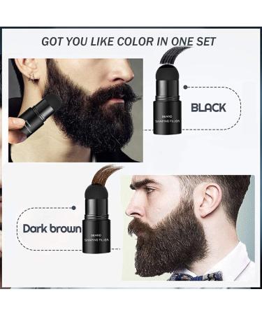 kawehiop Men Beard Filler Powder Long Lasting Hair Shape Patches Coloring Coverage Makeup Business Pen Thickening Dye Paint Dark Brown - Buy Online on GoSupps.com