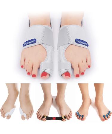 Toe Separator Bunion Corrector Bunion Splint ?2022 Updated? Hallux Valgus Bunion Big Toes Corrector Set Bunion Brace Bunion Exercise Strap Orthopedic Kit Bunion Pain Relief (free, Gray) free Gray