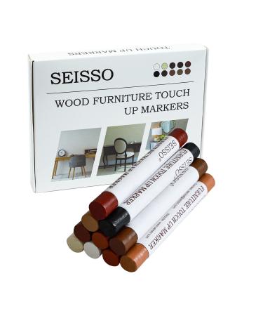 SEISSO Furniture Repair Wax Crayon, 10 Colors Wood Repair Kit, Premium Wood Scratch Repair Crayon, Upgrade Wood Scratch Remover Wax Sticks for Floor, Table, Door, Cabinet