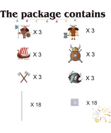 18pcs Viking Cupcake Toppers for Boys Girls Kids Medieval Party Supplies Glitter Viking Warrior Happy Birthday Cake Decor Pirate Party Decorations - Buy Online on GoSupps.com