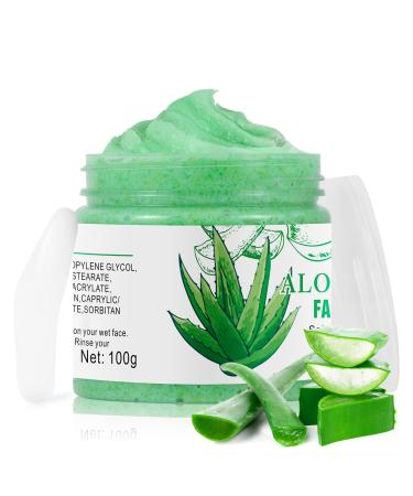Facial Scrub Aloe Vera Face Scrub Brightening Facial Exfoliating Scrub Exfoliating Face Wash Deep Cleansing Facial Exfoliator Face Scrub Exfoliating for Blackhead Dark Spots Facial Cleanser for Acne