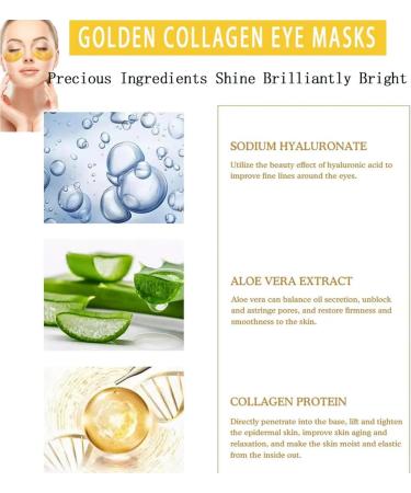 24k Gold Eye Collagen Patch Soothing Eye Gel Patch Eye Fundus Patch Used For Reducing Dark Circles Moisturizing Edema and Bags Under Eyes Anti-Wrinkle-Eye Patch Gel (10 Pairs of * Gold) - Buy Online on GoSupps.com