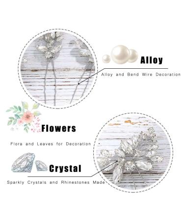 Jakawin Crystal Bride Wedding Hair Pins - Silver Bridal Flower Hair Accessories for Women - HP130 - Buy Online on GoSupps.com