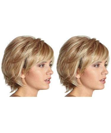 Balawin 2X Short Layered Wavy Full Synthetic Wig Blonde