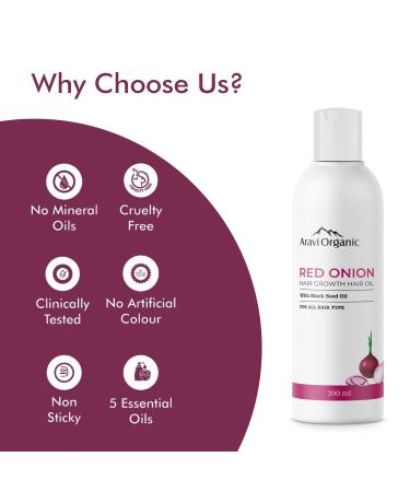 Aravi Organic Onion Black Seed Hair Oil 200ml - Promotes Hair Growth & Natural Hair Care - Buy Online on GoSupps.com