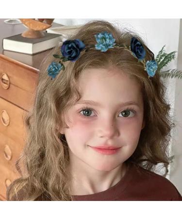 Flower Crown Floral Headband for Women Girls Flower Headbands for Girls Women Flowers for Hair Blue Floral Hair Accessories for Girls Teenagers Flower Hair Band Floral crown for Girls Women - Buy Online on GoSupps.com