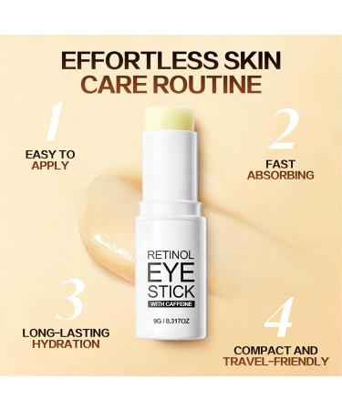 Retinol Eye Cream Stick with Caffeine 2 Packs Anti-Aging Moisturizing Eye Repair Stick for Dark Circle & Puffiness Firm & Tighten Delicate Under Eye Skin for Women & Men - Buy Online on GoSupps.com