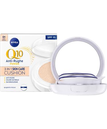  NIVEA Nivea Q10 Power Anti-Wrinkle Foundation Cushion 3 in 1 Skin Care Natural Color 02 Dark Even Tinted Face Moisturizer with Built-in Mirror - 2 x 15g Tubs - Buy Online on GoSupps.com