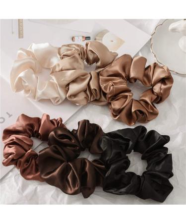 6 Pcs Silk Hair Scrunchies Hair Ties Set - Classic Color Hair Elastic Bracelet Ponytail Holders for Women and Girls - 4.5 Inch (Pack of 6) - Buy Online on GoSupps.com
