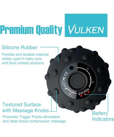 Vulken Acuspher Massage Ball - High Intensity 4-Speed Muscle Relief & Plantar Fasciitis Treatment | Myofascial Relaxation & Foot Massage Roller (Black) - Buy Online on GoSupps.com