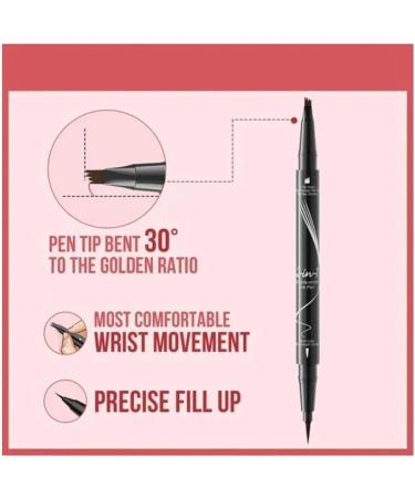 Trailott Eyebrow Pen Hellokiss Microblading Eyebrow Pen Hellokiss Liquid Eyebrow Pen Bulletboard 2-in-1 Waterproof Eyebrow Pen Eyebrow Contouring Pen 4-Tip Magic Eyebrow Pencil (Black) - Buy Online on GoSupps.com