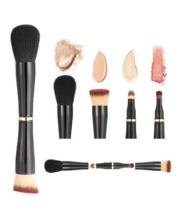 Falliny 4 in 1 Double Ended Makeup Brush Set, Portable Travel Foundation Powder Brush Detachable Eyeshadow Face Concealing Brush for Blending Liquid, Blush or Flawless Powder Cosmetics 4 in 1 foundation brush