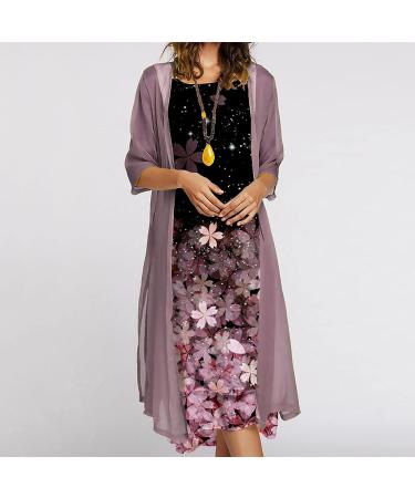 Bohemian Vacation Dresses for Women, High Waist T-Shirt Style - Trendy Purple 4X-Large - Buy Online on GoSupps.com