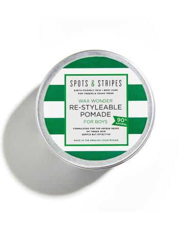 Spots & Stripes - Wax Wonder Re-Styleable Pomade a Naturals-Packed Hair Wax for Boys with Awesome Styling Power and Virgin Coconut Oil Water-Based Flexible and Shine-Boosting (100g)