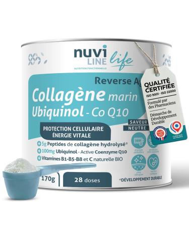 NUVILINE Life | Collag ne Poudre Vitalit & Anti- ge | Formule biodisponible 4kDa avec Ubiquinol (CoQ10) & Vitamines | Go t Neutre |170g 170 g Anti- ge & nergie