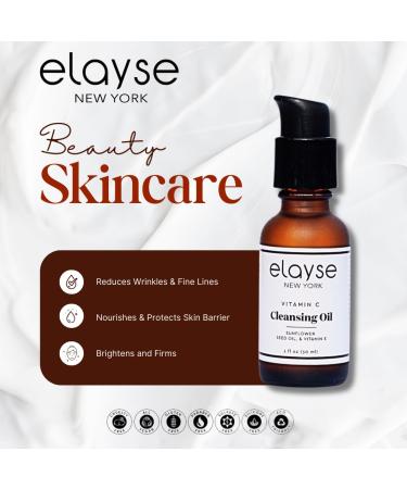 ELAYSE Premium Vitamin C Cleansing Oil 1 Fl oz Brightening & Hydrating Oil Cleanser with Sunflower Seed Oil Vitamin E and Citrus Oils for Makeup Removal and Radiant Skin - Buy Online on GoSupps.com