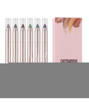 Ranley Glitter Eyeshadow Stick Eyeshadow Stick Set Long Lasting Cream Shiny Eyeshadow Stick 6 Piece Colorful Eyeshadow Applicator Set Pearl Glitter Cream Stick Eyeliner Set for