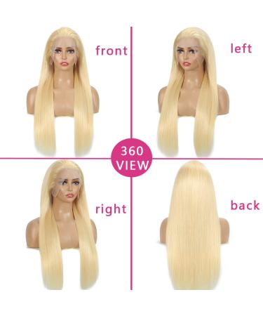 20 613 Blonde Lace Front Wig Human Hair - Pre Plucked, 150% Density, 13x4 HD Frontal Wigs for Women - 10A Brazilian Straight with Baby Hairline - Buy Online on GoSupps.com