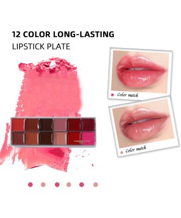 Lip Palette | Matte Cream Lipstick | Cosmetic Contour Kit - 12 vibrant long-lasting shades in a compact set smooth finish for everyday use - Buy Online on GoSupps.com