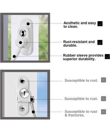 DHOUTDOORS 8PCS Window Restrictor Kids Window Door Cable Lock Child Baby Safety Security Wire Catch for Home Public and Commercial Applications with Screws Keys White - Buy Online on GoSupps.com