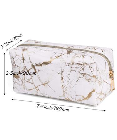 Xinlie Marble Pattern PU Leather Travel Makeup Bag - Stylish Cosmetic Pouch for Home & Vacation - Buy Online on GoSupps.com