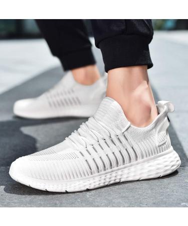 Ezeerae Men's Slip On Running Tennis Shoes Size 11 - Lightweight Breathable Sneakers for Gym Workouts (B-White 9) - Buy Online on GoSupps.com
