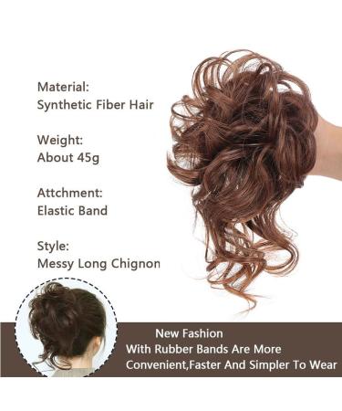 Hair Part Hair Tie Updos | Messy Bun & Curly Updo for Women & Girls - 30T4 Dark Brown Mix Light Auburn | Shop Internationally - Buy Online on GoSupps.com