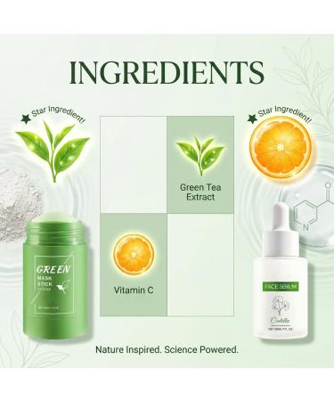 Green Tea Mask Stick & Essence Set Blackhead Remover Mask Set Natural Extract Oil Control and Hydration Formula for Both Men and Women - Buy Online on GoSupps.com