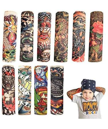 GTLZLZ Temporary Tattoo Sleeve for Kids - 10PCS Arts Fake Slip on Arm Sunscreen Sleeves UV Sun Protection Cooling Arm Sleeves for Kid Child Baby