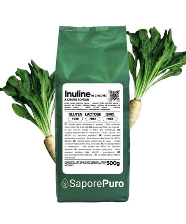 SaporePuro INULIN powder 500 g - LONG CHAIN ??- Prebiotic plant fiber from chicory roots - High performance inulin powder for fat replacement