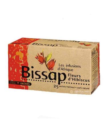 Racines 100% Natural BISSAP Infusion 100% Natural Hibiscus or Bissap Flower Infusion + 100% Natural Set Products Stickers 25 x 1.7g Bags