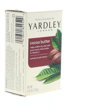 Yardley Cocoa Butter Moisturizing Bar Chocolate Scent 4.25 Oz | Premium Hydrating Soap for All Skin Types | International Shipping Available - Buy Online on GoSupps.com