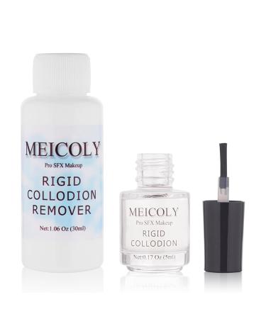 MEICOLY Rigid Collodion & Remover Kit - Professional Scar Makeup for Halloween SFX Cosplay & Theater Performance | Liquid Scar Solution with Brush - Buy Online on GoSupps.com